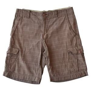 OP Y2K Brown Plaid Cargo Shorts Men’s Size 36